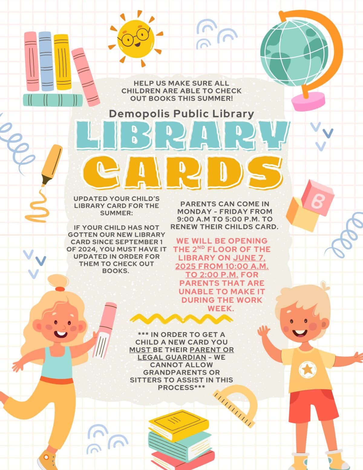 A poster with the words library cards.